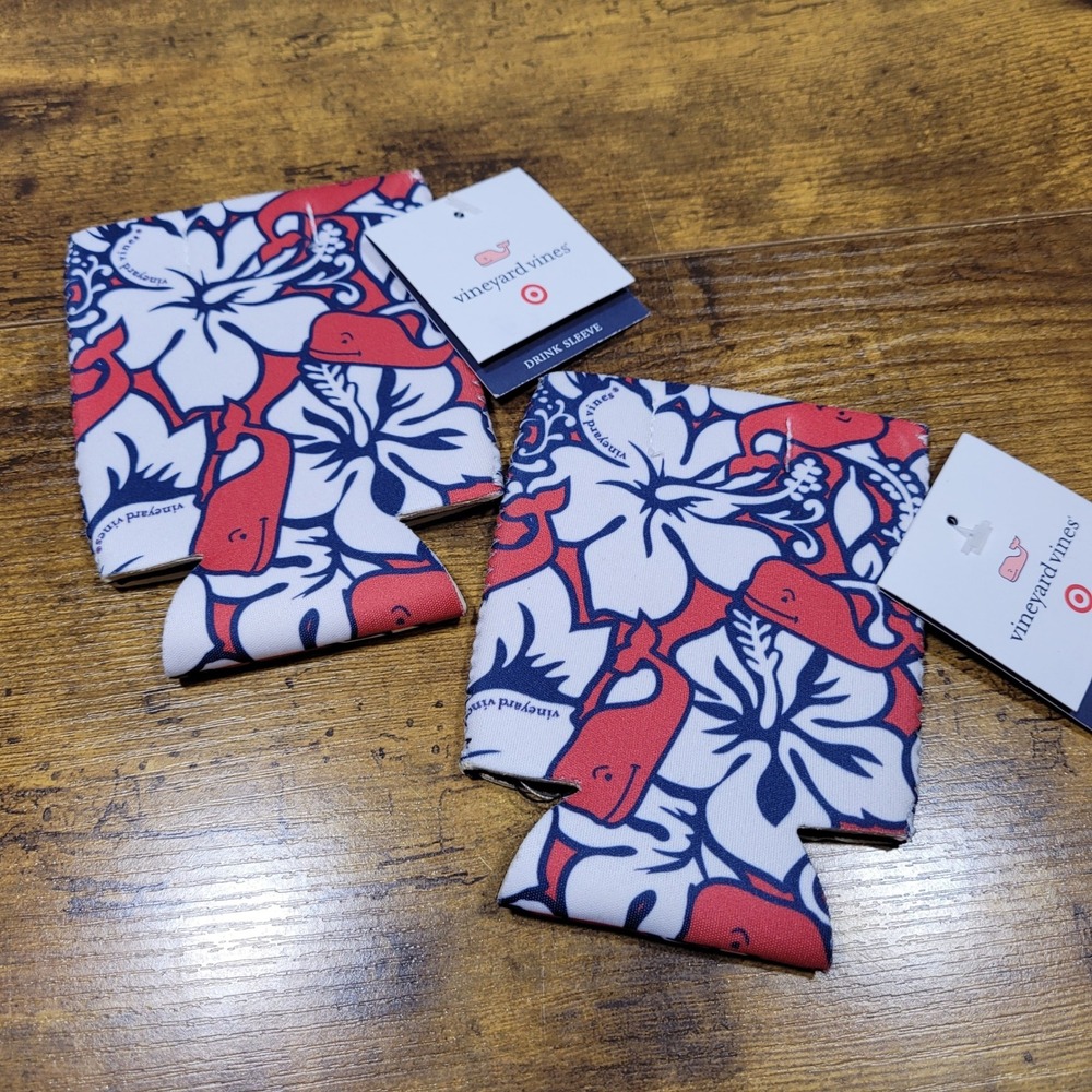 Lot of 2 Vineyard Vines Drink Sleeve Hibiscus Whale Target Collab NWT
